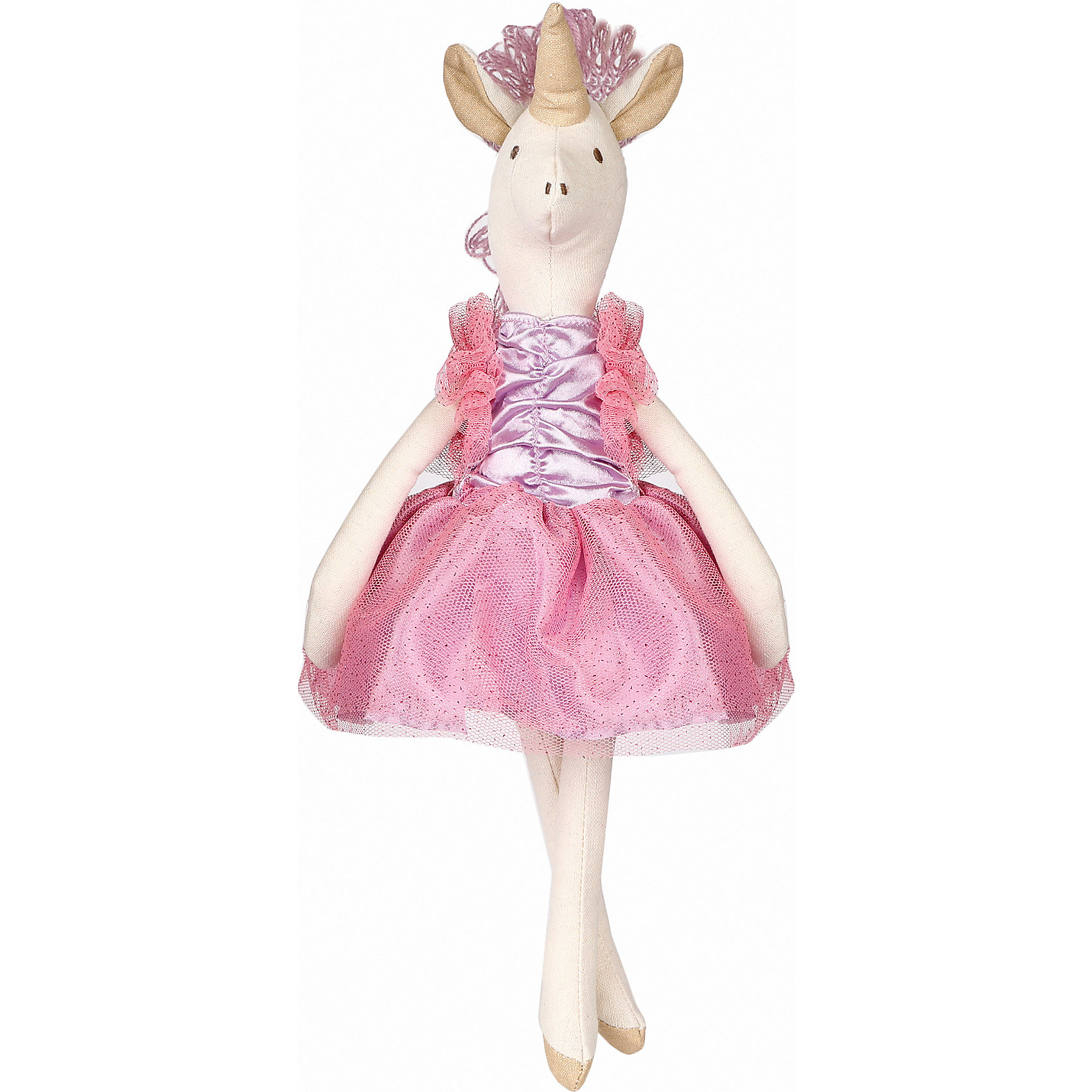 фото Мягкая игрушка Angel Collection "Единорог тильда", 34 см, бело-розовая