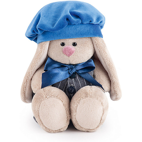 Мягкая игрушка Budi Basa Зайка Ми в сером комбинезоне с синим беретом, 15 см
