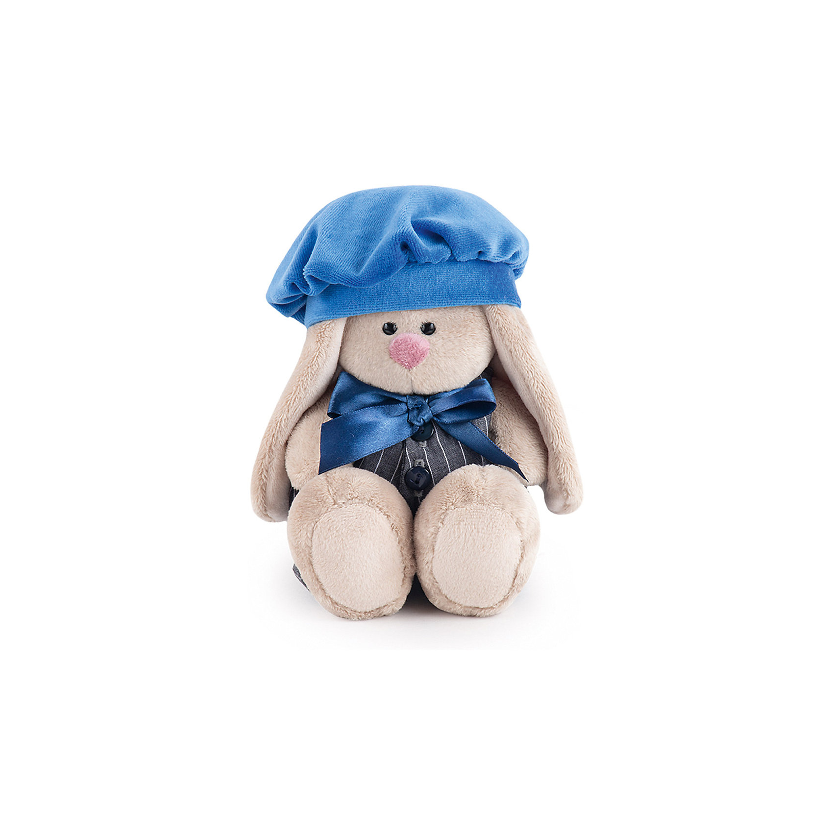 Мягкая игрушка Зайка Ми в сером комбинезоне с синим беретом, 15 см Budi Basa 12977579