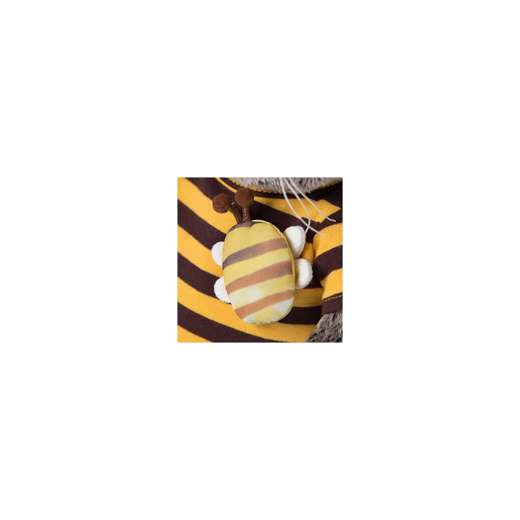 фото Мягкая игрушка Budi Basa Кот Басик в полосатой футболке с пчелой, 22 см