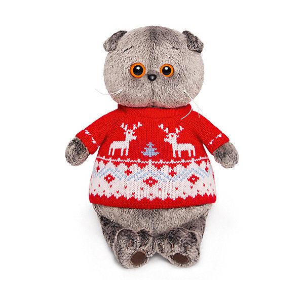 

Мягкая игрушка Budi Basa Кот Басик в свитере с оленями, 25 см, Коричневый