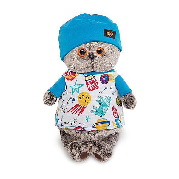 

Мягкая игрушка Budi Basa Кот Басик в футболке космос и в шапочке, 25 см, Коричневый, Мягкая игрушка Budi Basa Кот Басик в футболке космос и в шапочке, 25 см