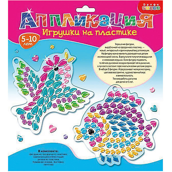 

Аппликация Дрофа-Медиа игрушки на пластике "Птичка. Рыбка", Blau/lila