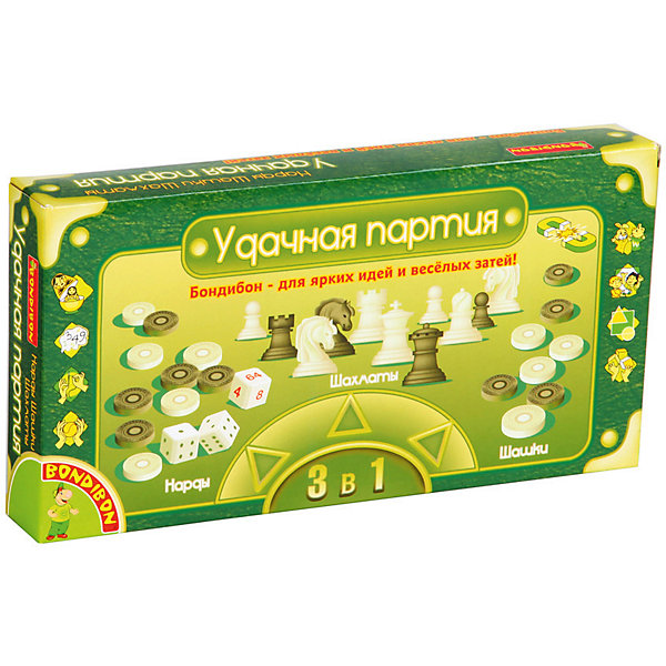 

Набор настольных игр Bondibon Удачная партия "Шахматы, шашки, нарды", 3 в 1