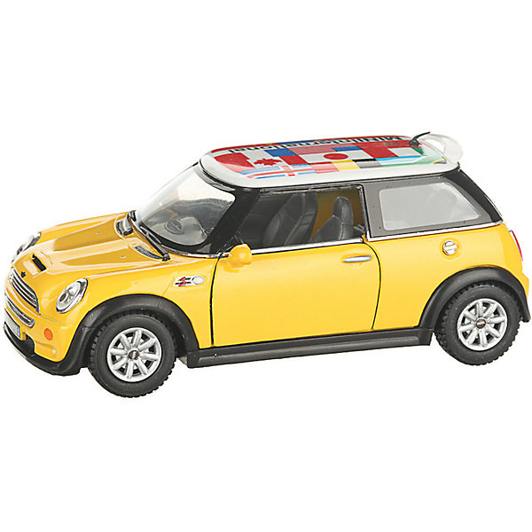 

Металлическая машинка Serinity Toys Mini Cooper S с флагом, жёлтая