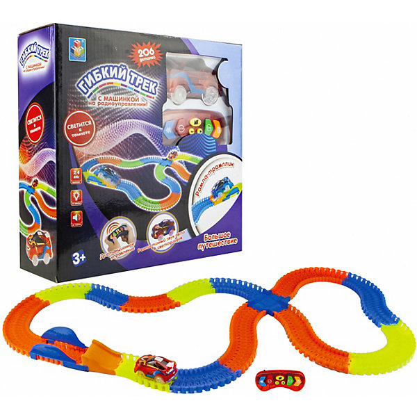 

Гибкий трек 1Toy с машинкой, 206 деталей