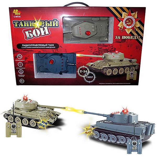

Танковый бой Abtoys Т-34 и Тигр на радиоуправлении, свет/звук, Grau/grün, Танковый бой Abtoys Т-34 и Тигр на радиоуправлении, свет/звук