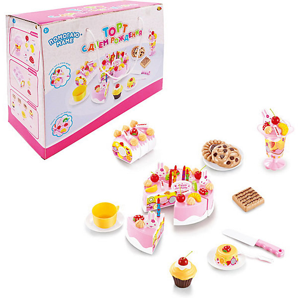 

Игровой набор Abtoys Помогаю Маме Торт фруктовый с аксессуарами, 75 предметов