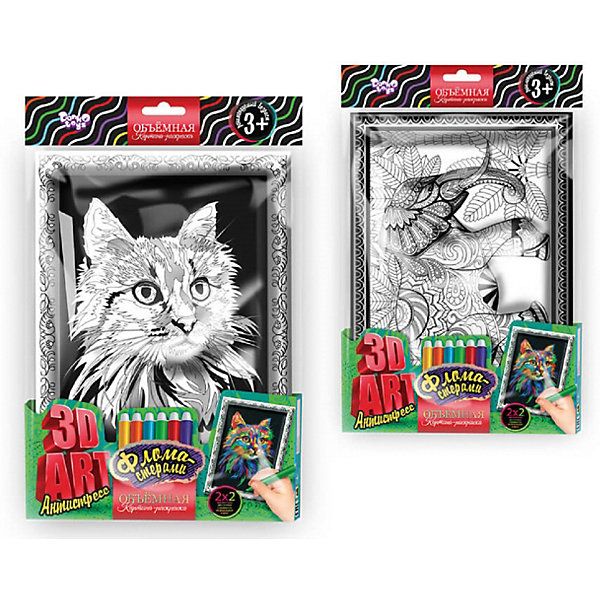 

Набор для творчества Danko Toys Комплект из двух рельефных раскрасок Кот и Слон