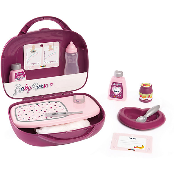 

Набор няни Smoby Baby Nurse, 12 аксессуаров, Фиолетово-розовый, Набор няни Smoby Baby Nurse, 12 аксессуаров