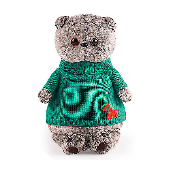 Мягкая игрушка Кот Басик в зеленом свитере с собачкой, 25 см Budi Basa 13660189