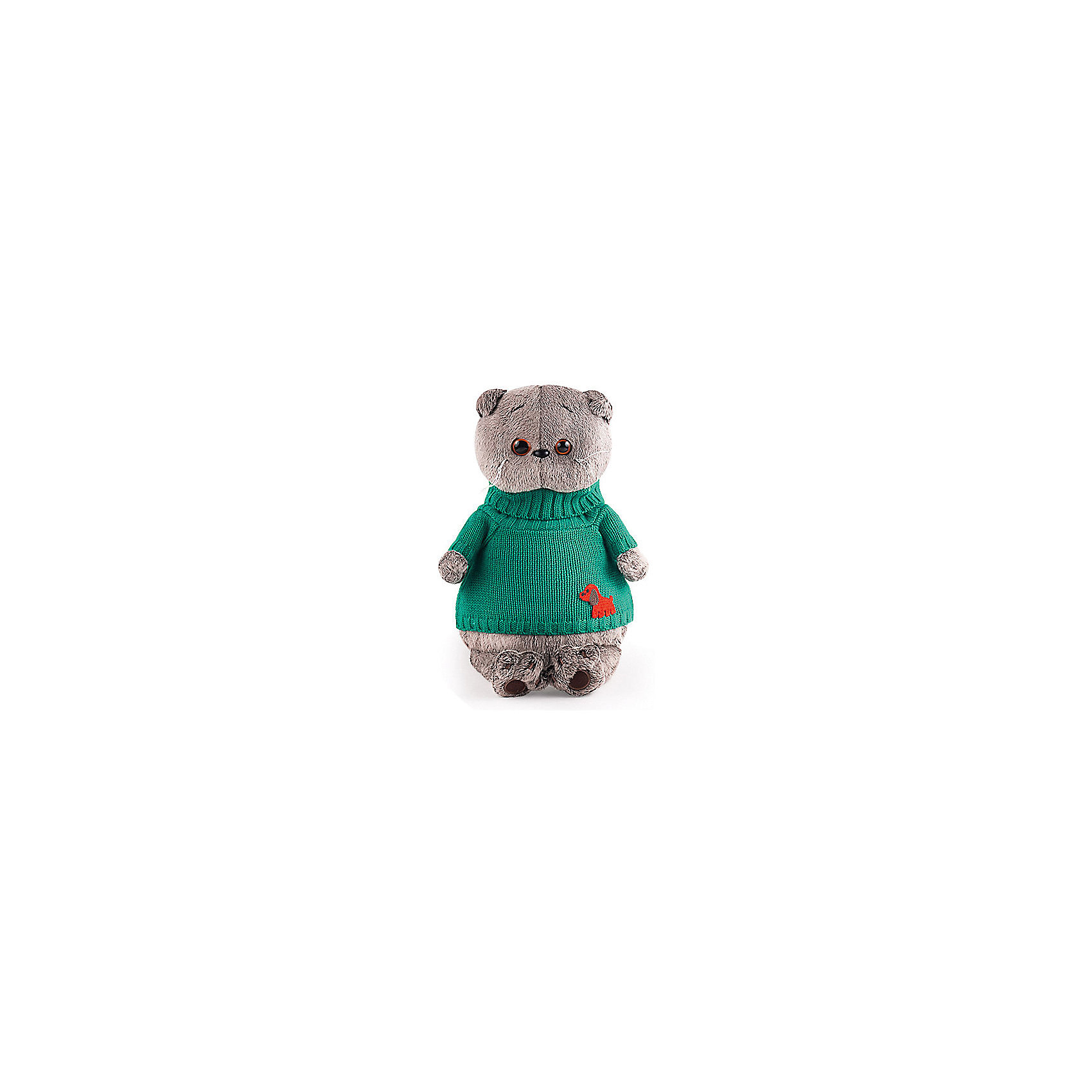 Мягкая игрушка Кот Басик в зеленом свитере с собачкой, 25 см Budi Basa 13660189