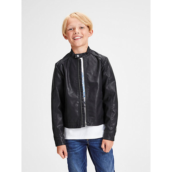 фото Кожаная куртка jack & jones jack & jones junior