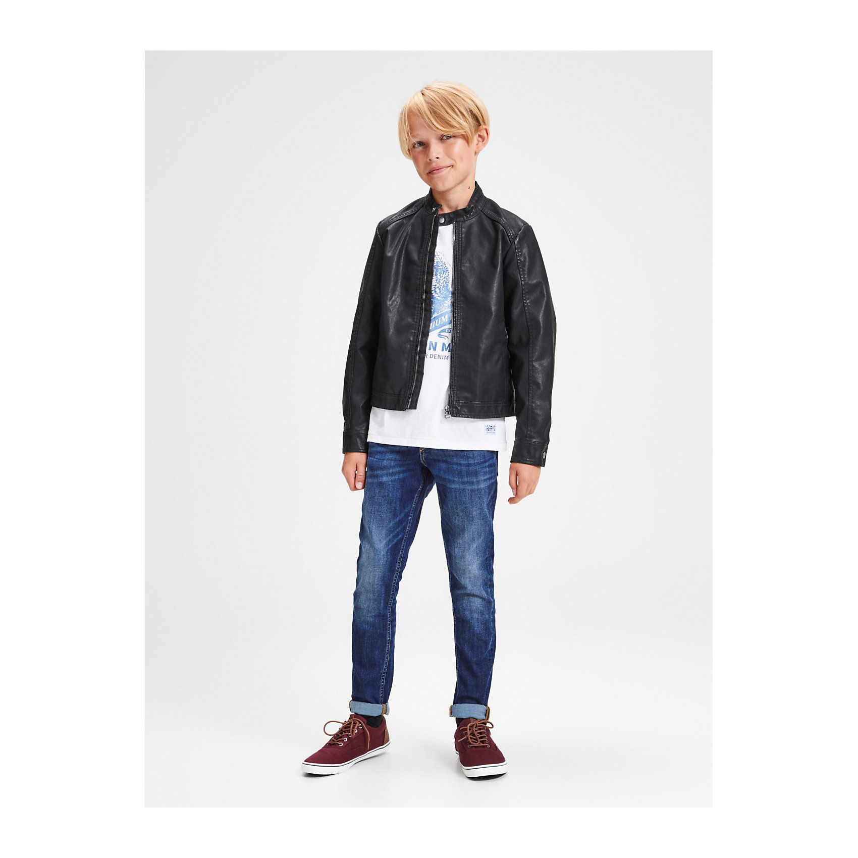 фото Кожаная куртка jack & jones jack & jones junior