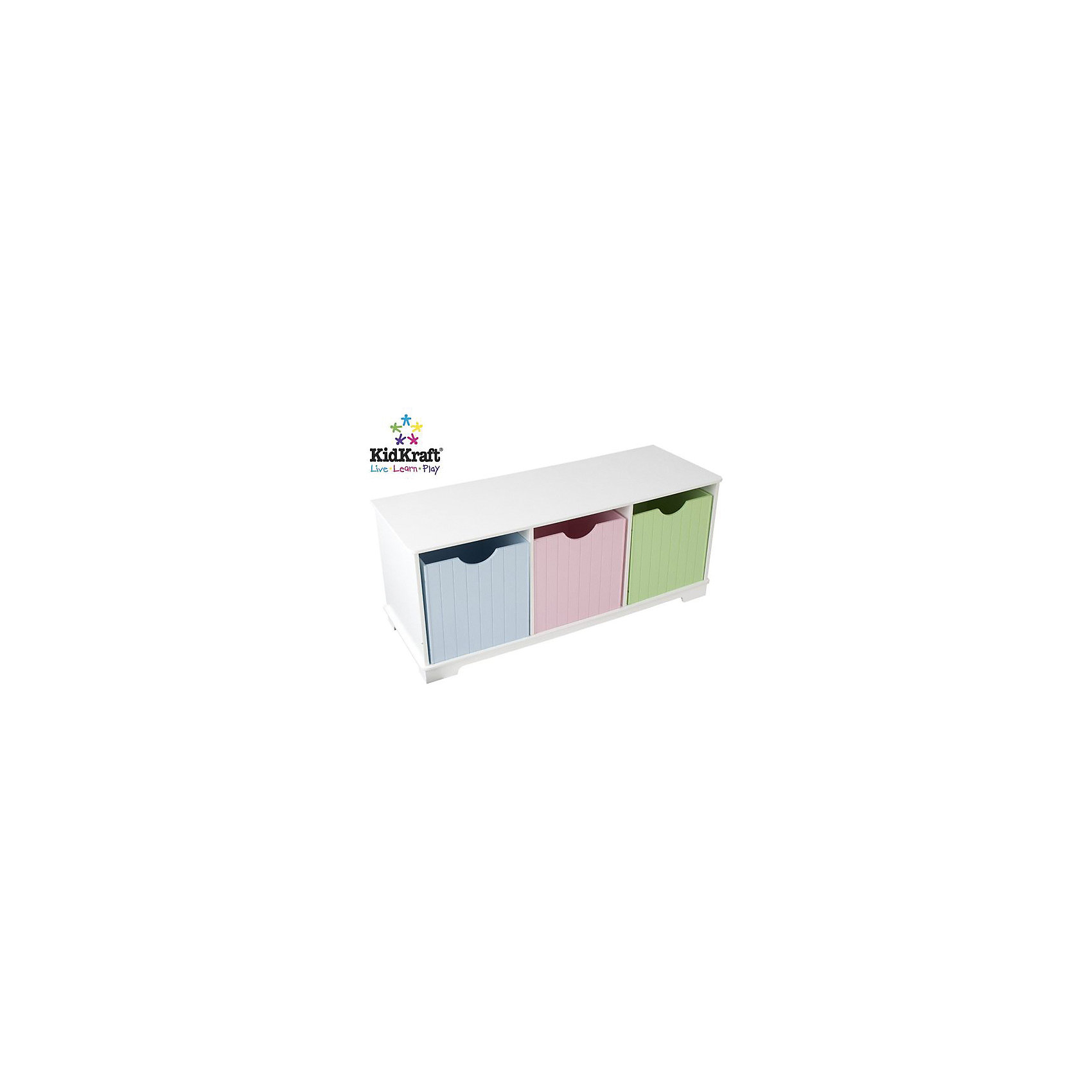 фото Скамья с ящичками для хранения kidkraft storage bench pastel