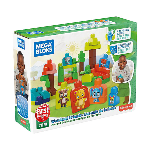 

Конструктор ЭКО Mega Bloks First Builders Лесные друзья, 70 деталей