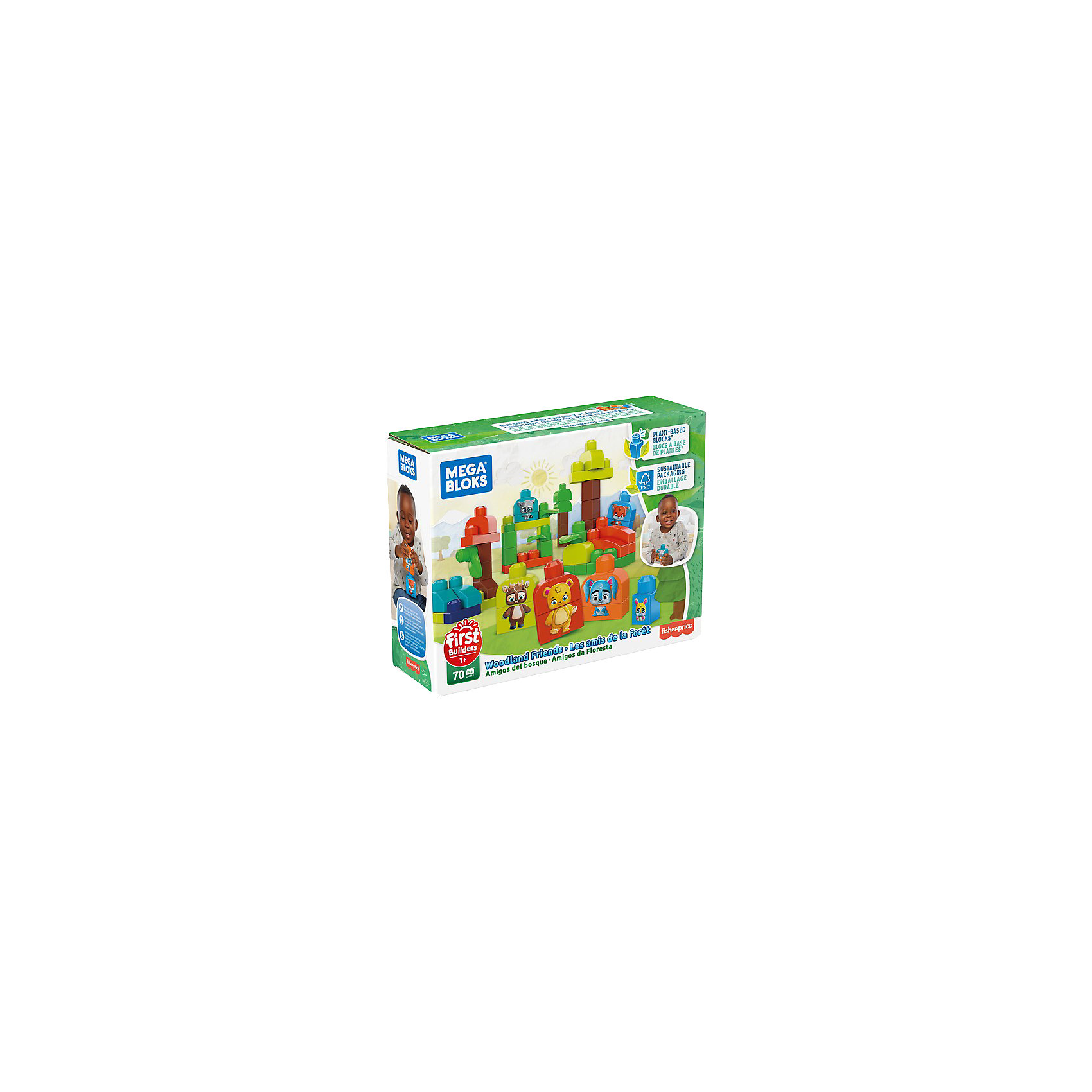 Конструктор ЭКО Mega Bloks First Builders Лесные друзья, 70 деталей Mattel 14042959