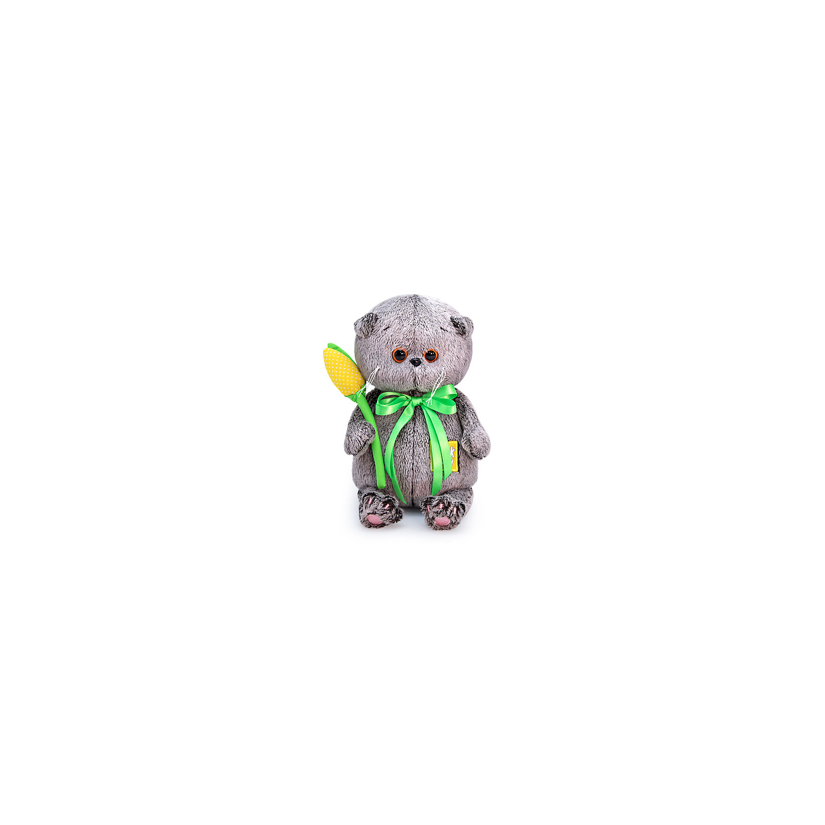 Мягкая игрушка Кот Басик baby с желтым тюльпаном, 20 см Budi Basa 14080168