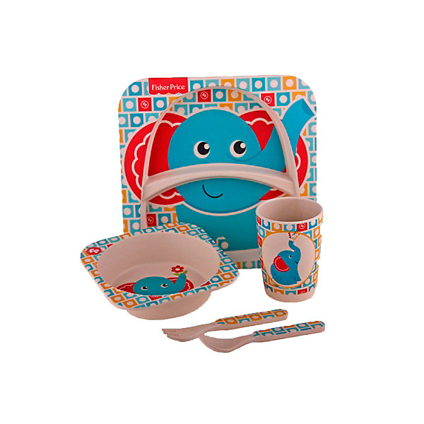 

Набор детской бамбуковой посуды Fisher-Price Слонёнок, Разноцветный, Набор детской бамбуковой посуды Fisher-Price Слонёнок