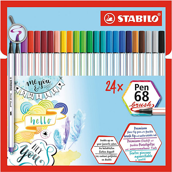 фото Фломастеры-кисти stabilo pen 68 brush, 24 цвета