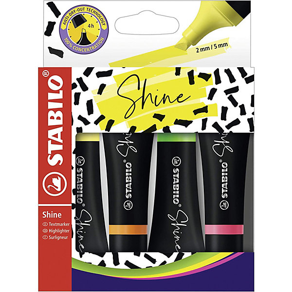 

Текстовыделители Stabilo Shine, 4 цвета