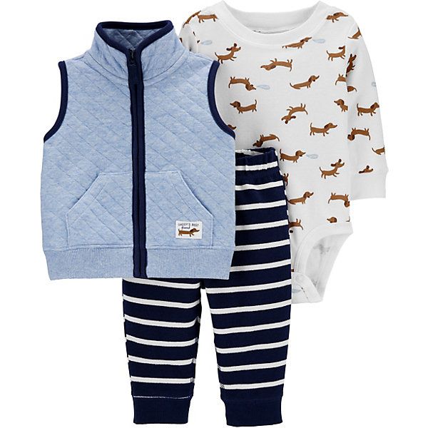 

Комплект Carters: жилет, боди и брюки, Разноцветный, Комплект Carters: жилет, боди и брюки