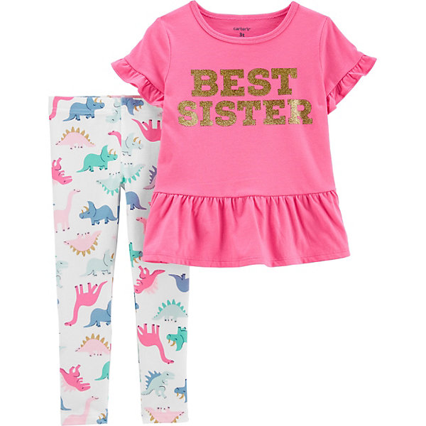 

Комплект Carters: футболка и леггинсы, Блекло-розовый, Комплект Carters: футболка и леггинсы
