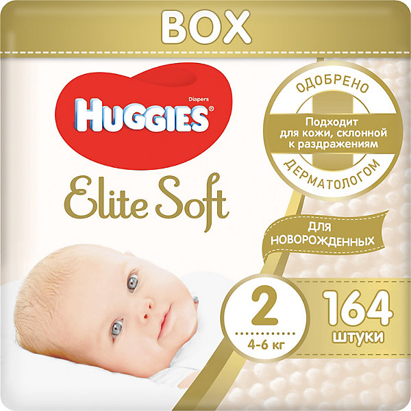 фото Подгузники huggies elite soft 2, 4-6 кг, 164 шт