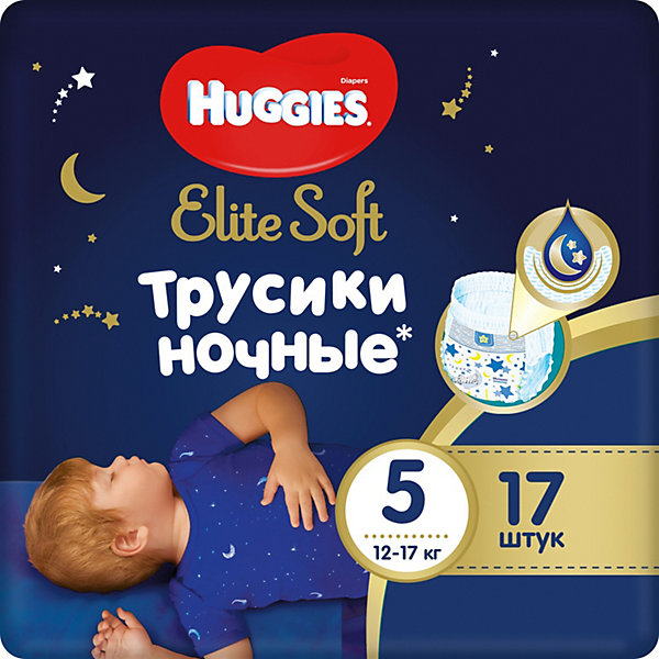 Подгузники-трусики Huggies Elite Soft 5 ночные, 12-17 кг, 17 шт 14216601