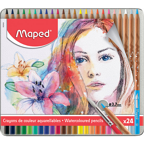 

Акварельные карандаши Maped Artist с кисточкой, 24 цвета