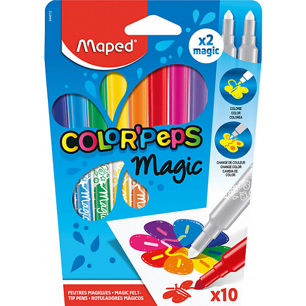 фото Фломастеры maped color'peps magic меняющие цвет рисунка, 10 штук