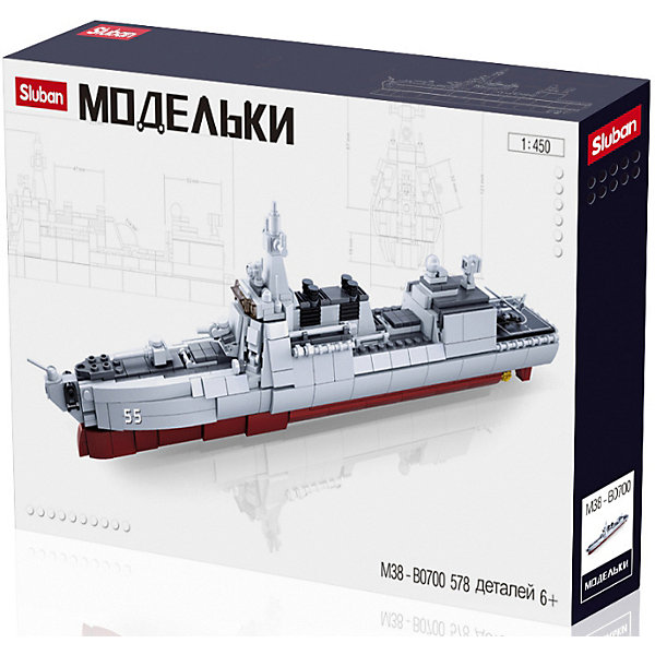 Конструктор Флот "Миноносец", 1:450, 578 деталей SLUBAN 14621299