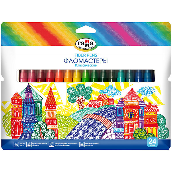 

Фломастеры Гамма "Классические", 24 цвета, Разноцветный, Фломастеры Гамма "Классические", 24 цвета