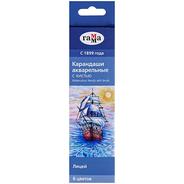 

Карандаши акварельные Гамма "Лицей", 06цв.+кисть, заточен, картон, европодвес, Разноцветный, Карандаши акварельные Гамма "Лицей", 06цв.+кисть, заточен, картон, европодвес