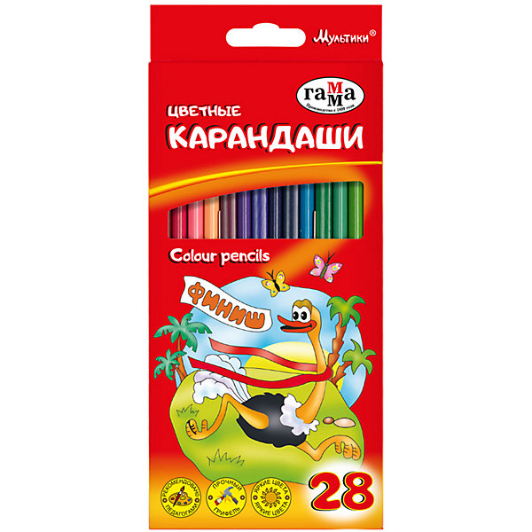 Цветные карандаши Гамма "Мультики", 28 цветов 14631602