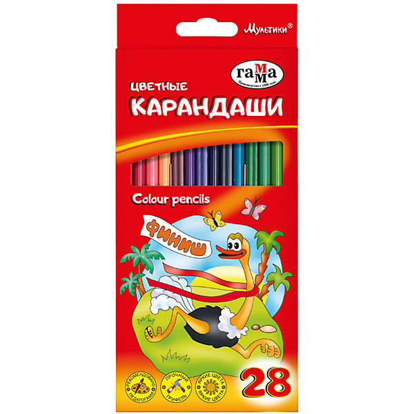 

Карандаши цветные Гамма "Мультики", 28цв., трехгранные, заточен., картон, европодвес, Разноцветный, Карандаши цветные Гамма "Мультики", 28цв., трехгранные, заточен., картон, европодвес