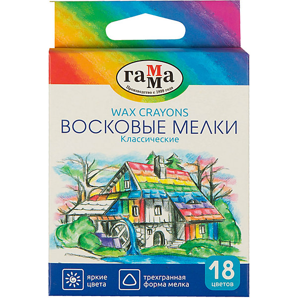 

Мелки восковые Гамма "Классические", 18цв., трехгранные, картон, европодвес, Разноцветный, Мелки восковые Гамма "Классические", 18цв., трехгранные, картон, европодвес