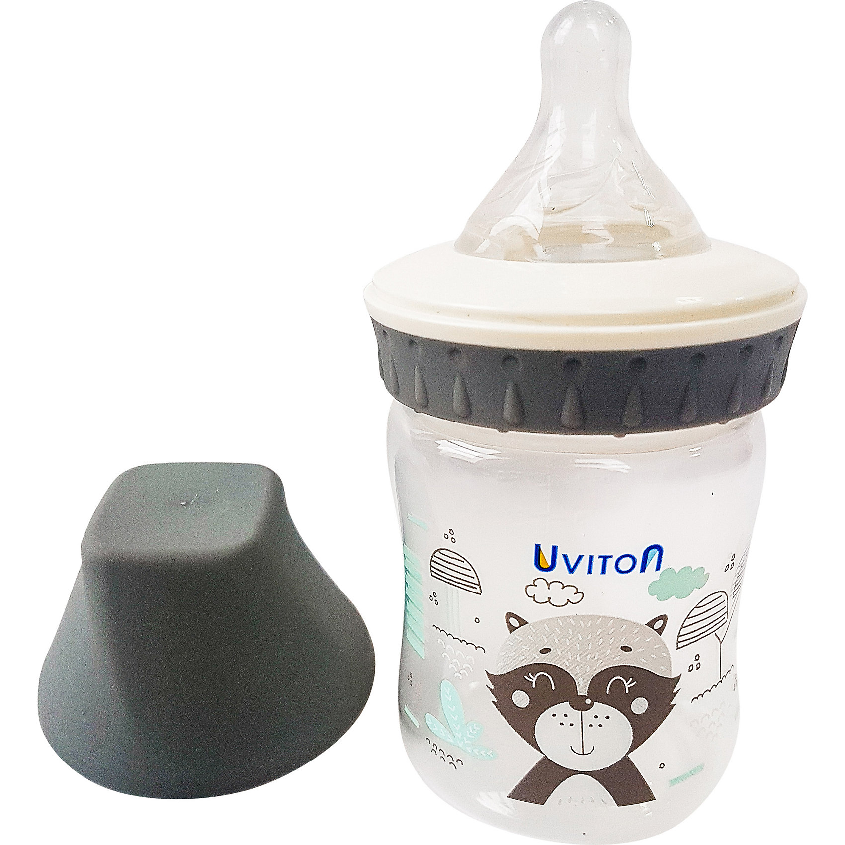 фото Бутылочка uviton baby с широким горлышком, 125 мл, серый