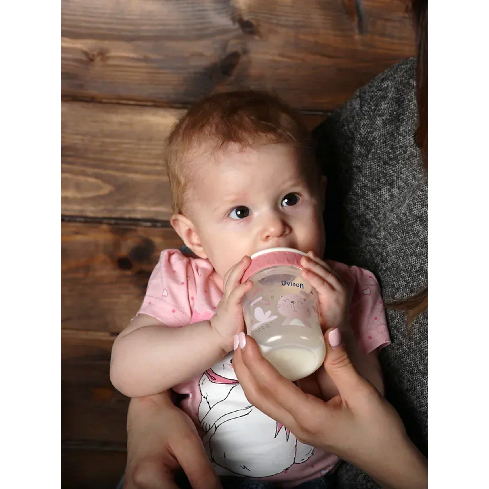 фото Бутылочка uviton baby с широким горлышком, 125 мл, серый