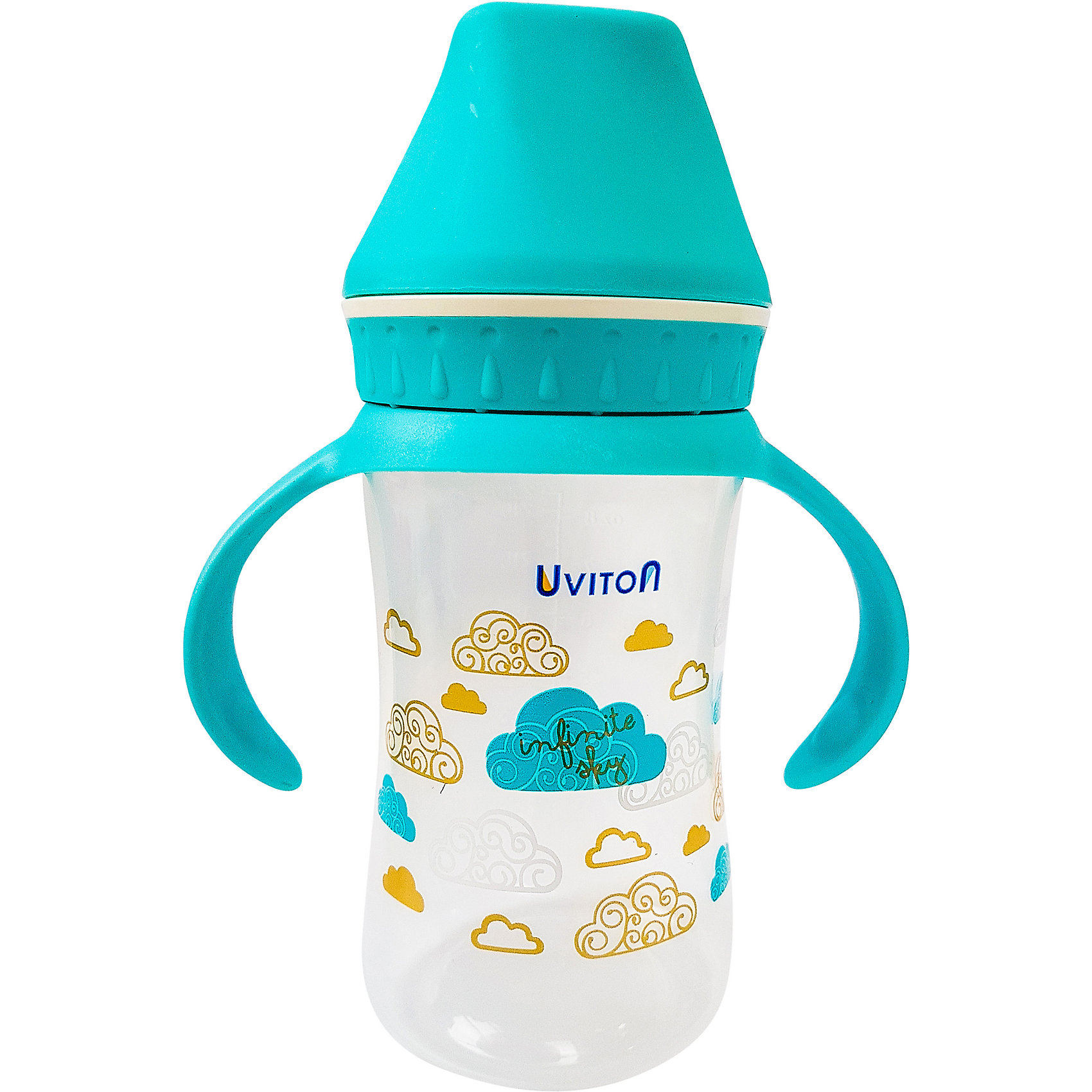фото Бутылочка uviton baby с широким горлышком, 250 мл, голубой