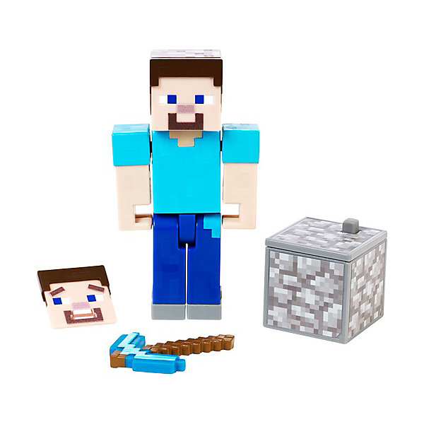 фото Маленькая фигурка minecraft steve, с артикуляцией mattel