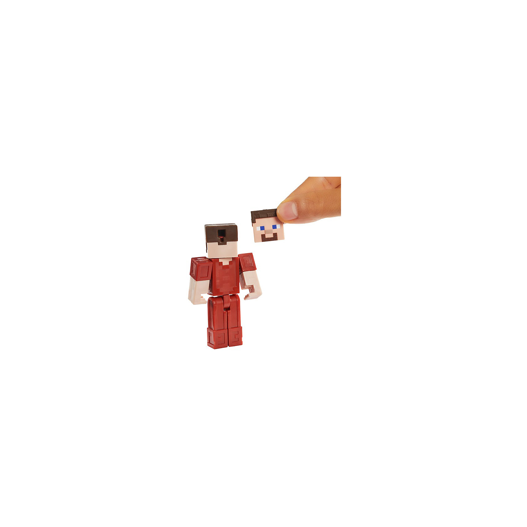 фото Маленькая фигурка minecraft steve in red leather armor, с артикуляцией mattel