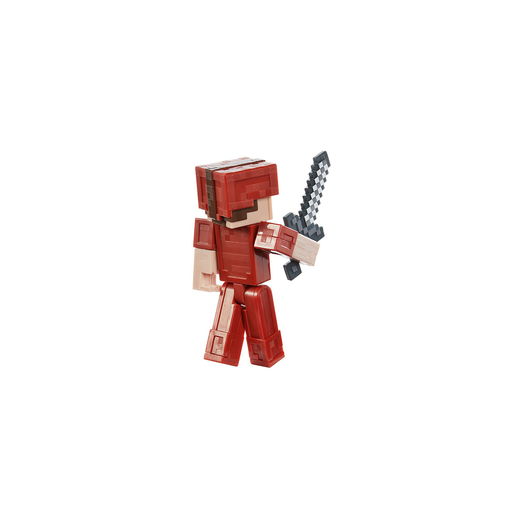 фото Маленькая фигурка minecraft steve in red leather armor, с артикуляцией mattel