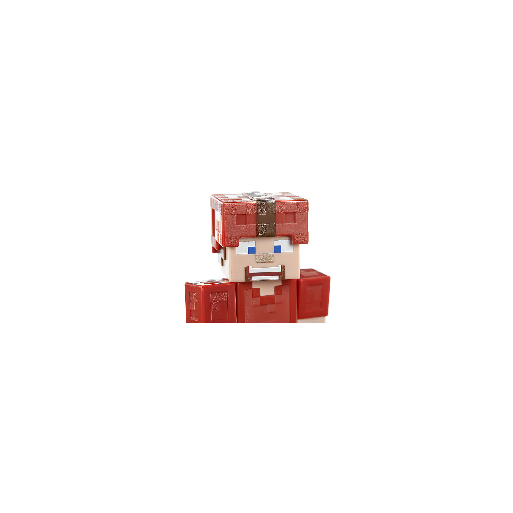 фото Маленькая фигурка minecraft steve in red leather armor, с артикуляцией mattel