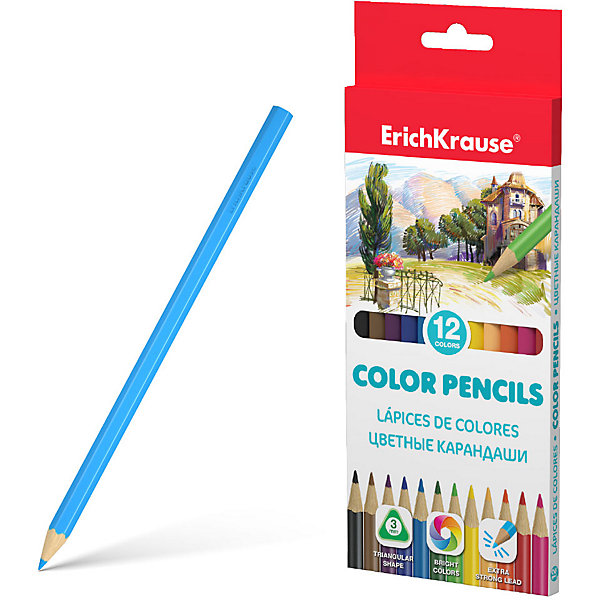 

Цветные карандаши трехгранные Erich Krause, 12 цветов, Разноцветный, Цветные карандаши трехгранные Erich Krause, 12 цветов