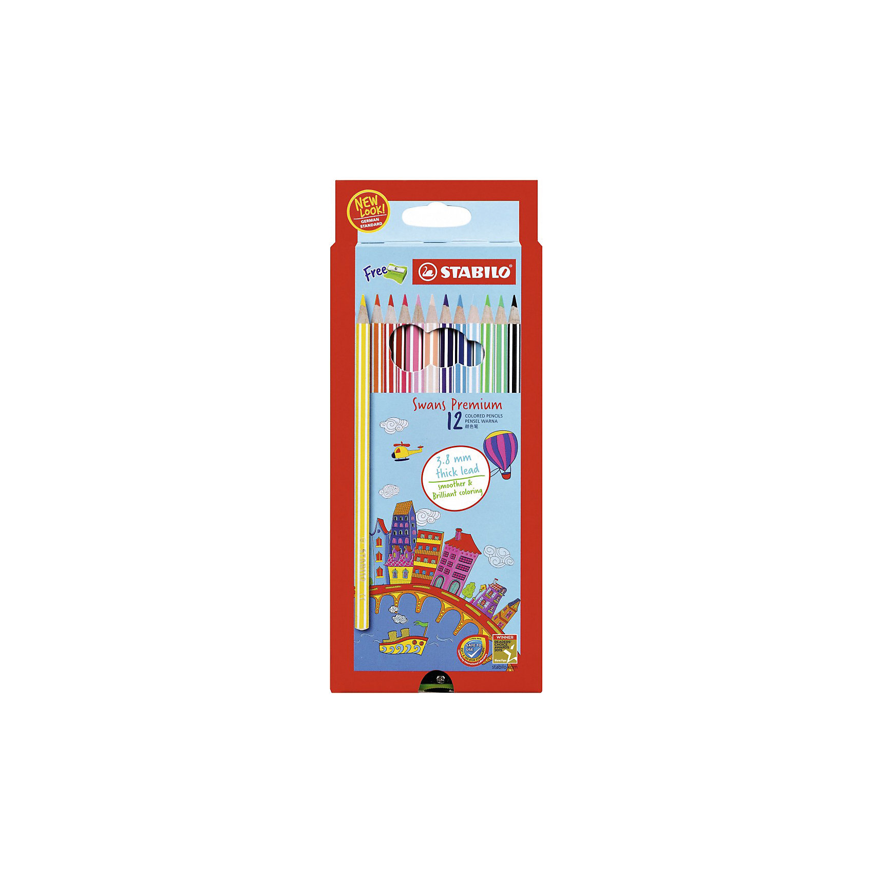 фото Набор цветных карандашей stabilo swans premium editional 12 цв, картон+точилка