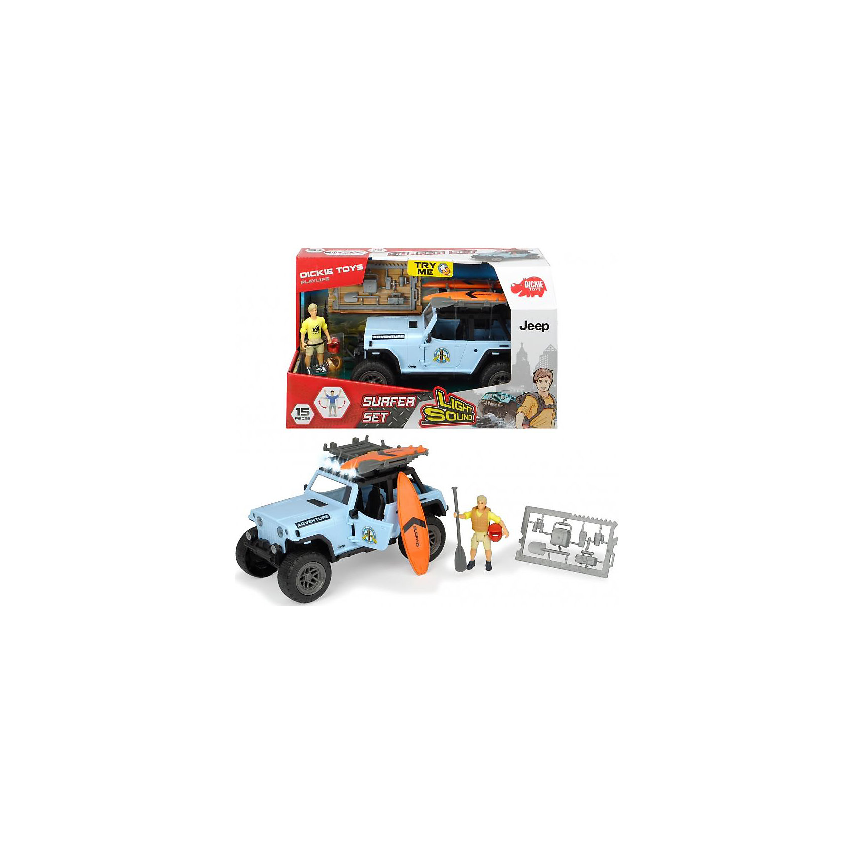 фото Игровой набор серфера dickie toys jeepster commando playlife, 22 см