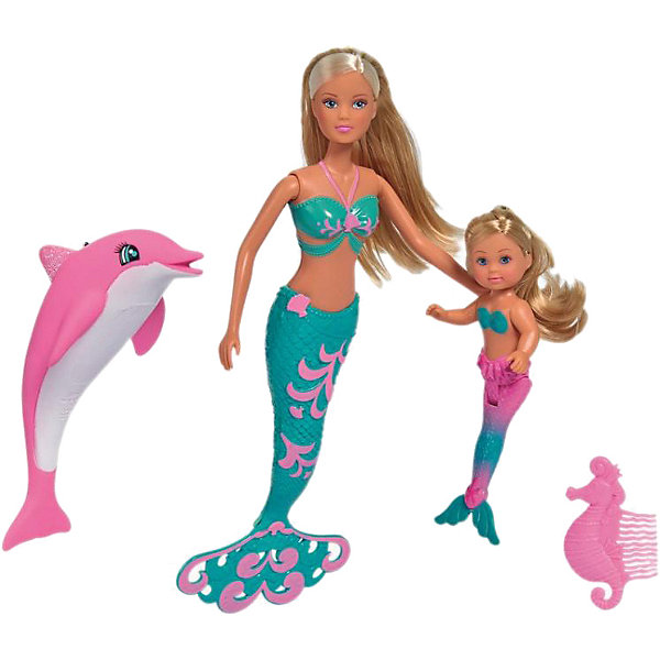 фото Игровой набор simba steffi love "штеффи и еви: русалочки с дельфином", 29 см