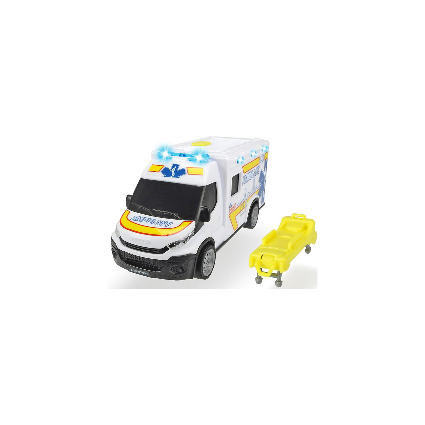 фото Машинка скорой помощи dickie toys iveco daily, 18 см, свет и звук