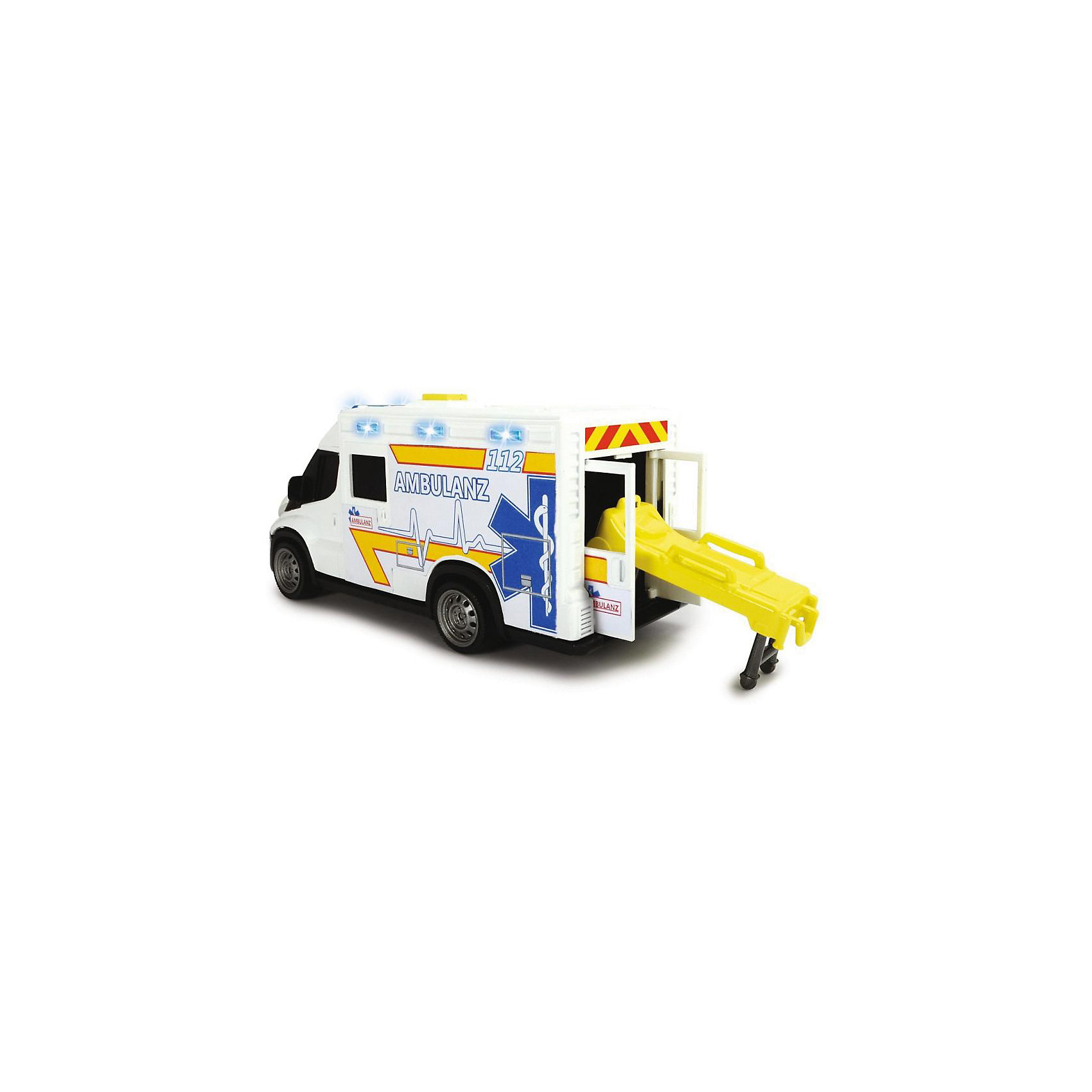 фото Машинка скорой помощи dickie toys iveco daily, 18 см, свет и звук